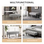 Homcom Entryway Bench, Bed End Bench, Button Tufted Window Seat, Upholstered Accent Stool For Living Room, Bedroom, Hallway, Grey