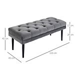 Homcom Entryway Bench, Bed End Bench, Button Tufted Window Seat, Upholstered Accent Stool For Living Room, Bedroom, Hallway, Grey