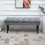 Homcom Entryway Bench, Bed End Bench, Button Tufted Window Seat, Upholstered Accent Stool For Living Room, Bedroom, Hallway, Grey