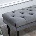 Homcom Entryway Bench, Bed End Bench, Button Tufted Window Seat, Upholstered Accent Stool For Living Room, Bedroom, Hallway, Grey