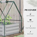 Outsunny Raised Garden Bed With Greenhouse, Steel Planter Box With Plastic Cover, Roll Up Window, Dual Use For Flowers, Vegetables, 127 X 95 X 92cm