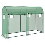 Outsunny Garden Plant Tomato Growth Greenhouse W/ Double Doors & 4 Windows Pe Cover Steel Frame Green, 3l X 1w X 2h (m)