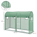 Outsunny Garden Plant Tomato Growth Greenhouse W/ Double Doors & 4 Windows Pe Cover Steel Frame Green, 3l X 1w X 2h (m)