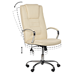 Massage Office Chair Beige Faux Leather Heating Function 4 Modes 360 Degree Swivel Desk Chair For Home Office Beliani