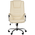 Massage Office Chair Beige Faux Leather Heating Function 4 Modes 360 Degree Swivel Desk Chair For Home Office Beliani