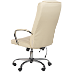 Massage Office Chair Beige Faux Leather Heating Function 4 Modes 360 Degree Swivel Desk Chair For Home Office Beliani