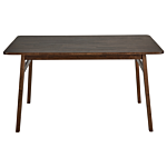 Dining Table Dark Rubberwood 140 X 80 Cm Rectangular For 4 People Retro Traditional Dining Room Beliani