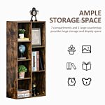 Homcom Bookcase Industrial Bookshelf Free Standing Display Cabinet Cube Storage Unit For Home Office Living Room Study Rustic Brown