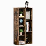 Homcom Bookcase Industrial Bookshelf Free Standing Display Cabinet Cube Storage Unit For Home Office Living Room Study Rustic Brown