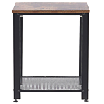 Side End Table Dark Wood Tabletop Metal Black Frame Industrial Shelf Square 45 Cm Beliani
