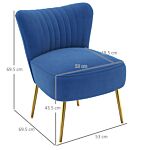 Homcom Set Of 2 Accent Chairs, Upholstered Living Room Chairs With Gold Tone Steel Legs, Wingback Armless Chairs, Dark Blue