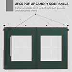 Outsunny Gazebo Side Panels, 2 Pack Sides Replacement, For 3x3(m) Or 3x6m Pop Up Gazebo, With Doors And Windows, Green