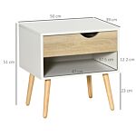 Homcom Bedside Table With Drawer And Shelf, Modern Nightstand, End Table For Bedroom, Living Room, Set Of 2