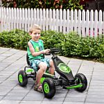 Homcom Children Pedal Go Kart, Racing Go Cart With Adjustable Seat, Inflatable Tyres, Shock Absorb, Handbrake, For Boys And Girls Ages 5-12, Green