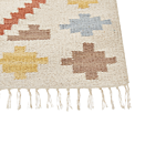 Kilim Area Rug Multicolour Cotton 80 X 150 Cm Low Pile Geometric Pattern With Tassels Rectangular Traditional Beliani