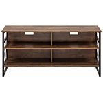 Tv Rtv Stand Cabinet Dark Wood Metal And Particle Board 4 Shelves Storage Unit Living Room Modern Industrial Beliani