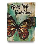 Leather "never Hide Your Wings" Deckle-edge Notebook (7x5")