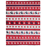 Blanket Throw Red And Blue Flannel 150 X 200 Cm Winter Fluffy Classic Winter Seasonal Sweater Pattern Beliani
