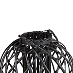 Lantern Black Willow Wood And Glass 41 Cm Round Indoor Outdoor Scandinavian Beliani