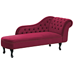 Chaise Lounge Burgundy Right Hand Velvet Buttoned Beliani