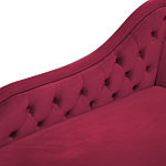 Chaise Lounge Burgundy Right Hand Velvet Buttoned Beliani