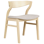 Set Of 2 Dining Chairs Lightwood And Beige Plywood Polyester Fabric Rubberwood Legs Retro Traditional Style Beliani