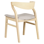 Set Of 2 Dining Chairs Lightwood And Beige Plywood Polyester Fabric Rubberwood Legs Retro Traditional Style Beliani