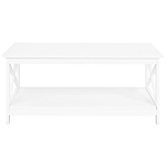 Coffee Table White 100 X 55 Cm 2 Tier Rectangular Tabletop Modern Style Beliani