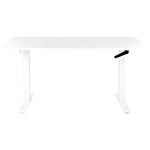 Manually Adjustable Desk White Tabletop White Steel Frame 160 X 72 Cm Sit And Stand Square Feet Modern Design Office Beliani