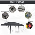 Outsunny 3 X 6 M Pop Up Gazebo, Foldable Canopy Tent, Height Adjustable Wedding Awning Canopy W/ Carrying Bag, Black