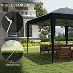 Outsunny 3 X 6 M Pop Up Gazebo, Foldable Canopy Tent, Height Adjustable Wedding Awning Canopy W/ Carrying Bag, Black