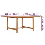 Vidaxl Garden Table 150x150x76 Cm Solid Teak Wood