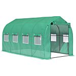 Outsunny Galvanised Frame Polytunnel Greenhouse With Windows And Door For Garden, Backyard (4 X 2m)