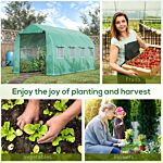 Outsunny Galvanised Frame Polytunnel Greenhouse With Windows And Door For Garden, Backyard (4 X 2m)