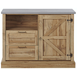 Sideboard Light Wood Finish 100 X 40 X 79 Cm 1 Door Cabinet With 2 Drawers Beliani