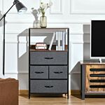 Homcom Storage Chest, Drawers Bedroom Unit Storage Cabinet With 4 Fabric Bins For Living Room, Bedroom And Entryway, Black