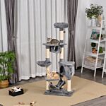 Pawhut Cat Tree Condo Tower Multi-level Height 150cm Kittens Activity Stand House With Toys & Various Scratching Posts