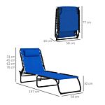 Outsunny 2 Pcs Folding Sun Lounger Beach Chaise Chair Garden Cot Camping Recliner With 4 Position Adjustable Blue