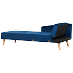 Corner Sofa Bed With 3 Pillows Blue Velvet Upholstery Light Wood Legs Reclining Right Hand Chaise Longue 4 Seater Beliani