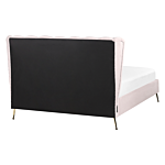 Bed Frame Pink Velvet Upholstery Golden Metal Legs Eu Double Size 4ft6 With Usb Port Headboard Modern Glam Bedroom Beliani