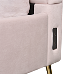 Bed Frame Pink Velvet Upholstery Golden Metal Legs Eu Double Size 4ft6 With Usb Port Headboard Modern Glam Bedroom Beliani