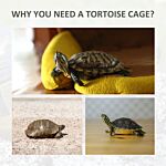 Pawhut 94 Cm Wooden Tortoise House Turtle Habitat Small Reptile Cage Enclosure With Two Room Grey