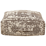 Floor Cushion Beige And Brown Cotton 50 X 50 X 20 Cm Abstract Pattern Square Fabric Seating Pouffe Beliani