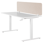 Desk Screen Beige Pet Board Fabric Cover 160 X 40 Cm Acoustic Screen Modular Mounting Clamps Home Office Beliani