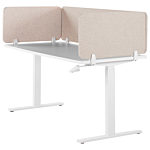 Desk Screen Beige Pet Board Fabric Cover 160 X 40 Cm Acoustic Screen Modular Mounting Clamps Home Office Beliani