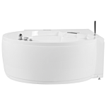 Corner Whirlpool Bath Acrylic White Massage Jets ⌀ 150 Cm With Led Bluetooth Speaker Beliani