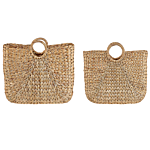 Set Of 2 Baskets Natural Water Hyacinth With Handles Woven Bag Home Accessory Small Storage Beliani