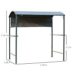 Outsunny 2.2 X 1.4m Bbq Shelter, Outdoor Grill Gazebo Canopy With Shelves, Hanging Hooks & Metal Frame, For Garden Patio Backyard, Grey