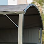 Outsunny 2.2 X 1.4m Bbq Shelter, Outdoor Grill Gazebo Canopy With Shelves, Hanging Hooks & Metal Frame, For Garden Patio Backyard, Grey