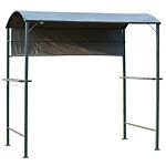 Outsunny 2.2 X 1.4m Bbq Shelter, Outdoor Grill Gazebo Canopy With Shelves, Hanging Hooks & Metal Frame, For Garden Patio Backyard, Grey